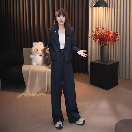 FA40015# 设计感西服套装职业装高级感休闲气质西装外套高腰长裤 服裝批發女裝批發服飾貨源