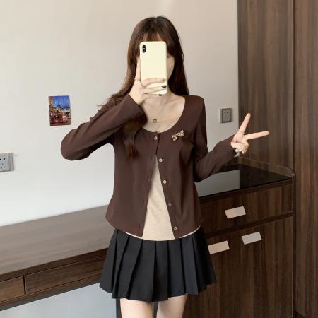 FA40052# 新款大码女装胖MM设计感假两件小众别致显瘦百搭上衣 服裝批發女裝批發服飾貨源