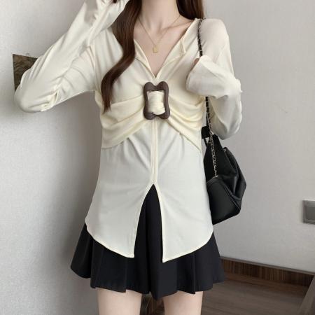 FA40056# 新款大码女装胖MM设计感小众交叉百搭别致显瘦上衣 服裝批發女裝批發服飾貨源