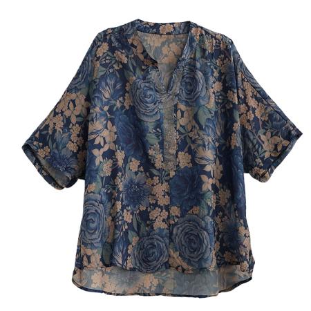 FA40077# 大码女装胖mm衬衫烫钻时尚减龄洋气宽松上衣小衫 服裝批發女裝批發服飾貨源