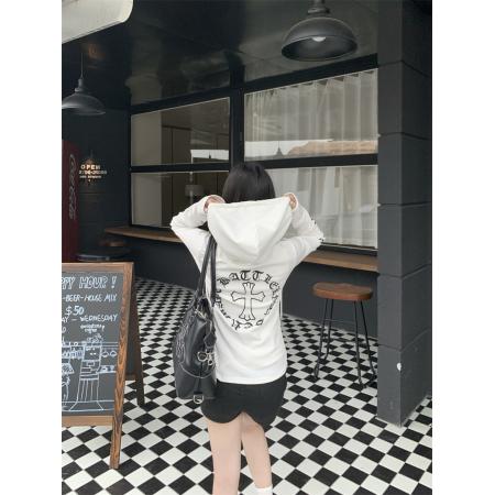 FA40086# 真美式双拉链头连帽开衫长袖卫衣女装上衣  服裝批發女裝批發服飾貨源