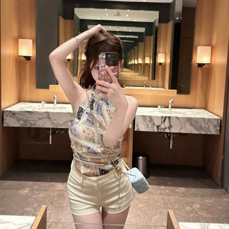 FA40207# 挂脖吊带上衣女无袖背心夏季外穿露背高级感新款  服裝批發女裝批發服飾貨源