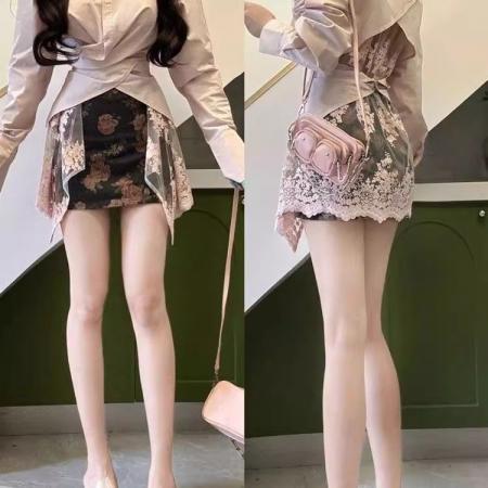 FA40224# 法式不规则蕾丝拼接防晒衬衫女春秋季温柔风气质衬衣休闲长袖上衣  服裝批發女裝批發服飾貨源