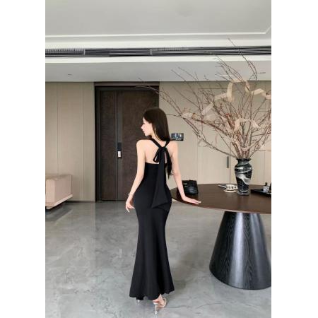 FA40228# 红茶花蕾女人味设计感修身性感V领新中式国风复古气质连衣裙  服裝批發女裝批發服飾貨源