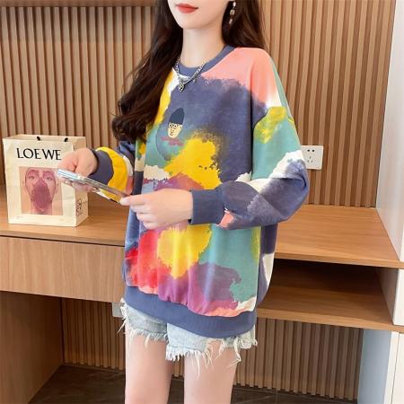 FA40234# 秋装新款华棉渐变色彩色薄款卫衣女  服裝批發女裝批發服飾貨源