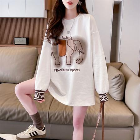 FA40235# 秋装新款螺纹德绒圆领拼接加绒打底衫卫衣女  服裝批發女裝批發服飾貨源