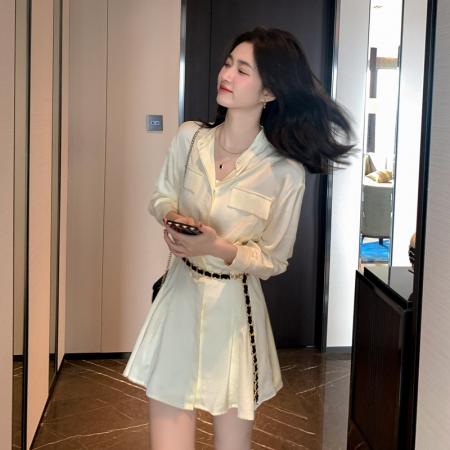 FA40268# 衬衫连衣裙女装秋装新款独特设计性感衬衣裙小个子  服裝批發女裝批發服飾貨源