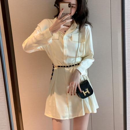 FA40268# 衬衫连衣裙女装秋装新款独特设计性感衬衣裙小个子  服裝批發女裝批發服飾貨源