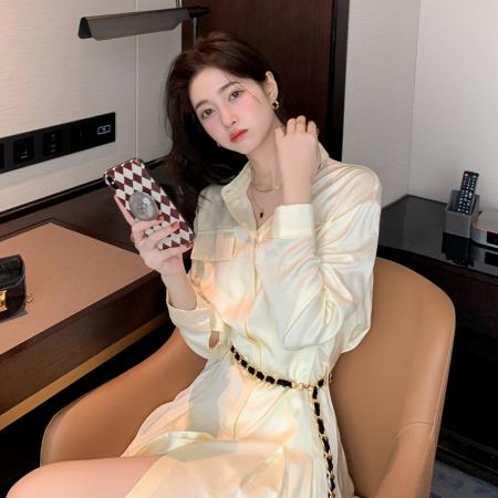 FA40268# 衬衫连衣裙女装秋装新款独特设计性感衬衣裙小个子  服裝批發女裝批發服飾貨源