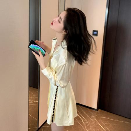FA40268# 衬衫连衣裙女装秋装新款独特设计性感衬衣裙小个子  服裝批發女裝批發服飾貨源
