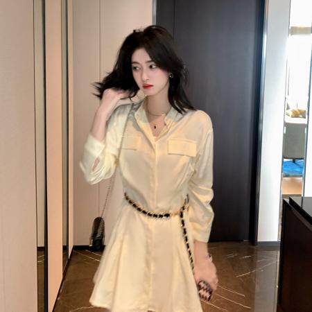 FA40268# 衬衫连衣裙女装秋装新款独特设计性感衬衣裙小个子  服裝批發女裝批發服飾貨源