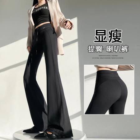 FA40270# 秋季新款韩版高腰显瘦垂感瑜伽裤喇叭裤西装裤长裤女  服裝批發女裝批發服飾貨源
