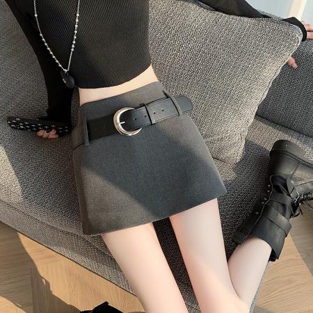 FA40313# 高腰西装半身裙短裙A字裙裤高级灰色裤裙 服裝批發女裝批發服飾貨源