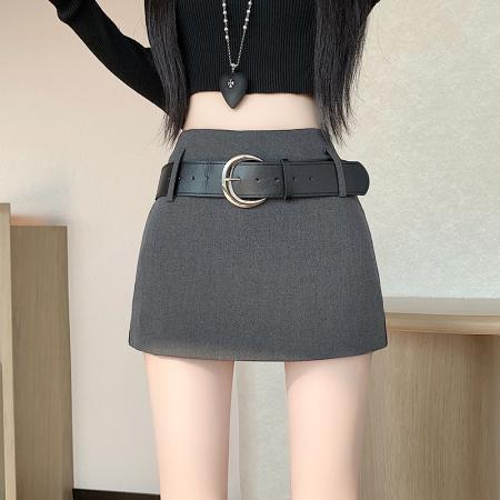FA40313# 高腰西装半身裙短裙A字裙裤高级灰色裤裙 服裝批發女裝批發服飾貨源
