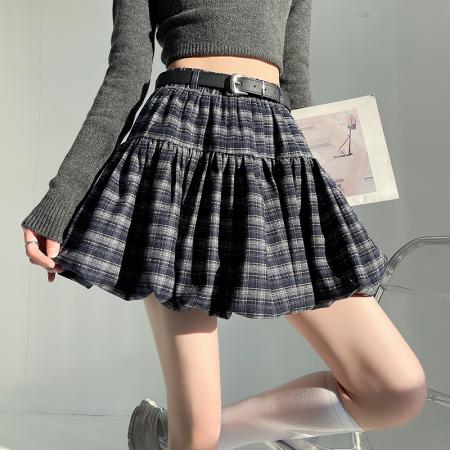 FA40411# 磨毛半身裙女秋冬新款高腰A字裙百搭花苞裙遮跨显瘦短裙 服裝批發女裝批發服飾貨源