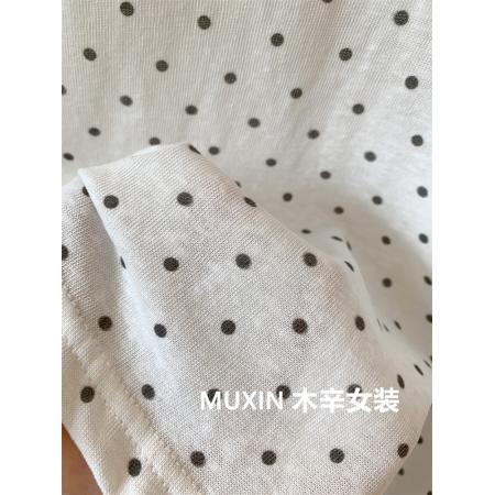 FA40422# 特大码300斤帽子小猫点点印花拼色插肩长袖秋季时尚韩系宽松T恤衫 服裝批發女裝批發服飾貨源