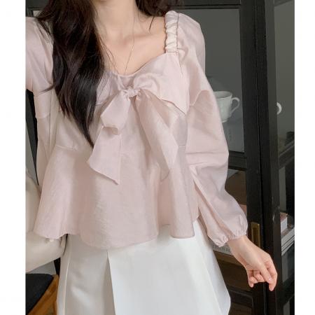 FA40434# 秋季新款韩系纯色长袖衬衫 服裝批發女裝批發服飾貨源