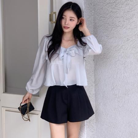 FA40434# 秋季新款韩系纯色长袖衬衫 服裝批發女裝批發服飾貨源