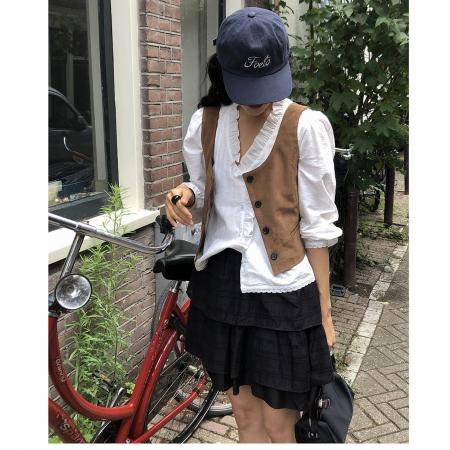 FA40436# 秋季新款甜美韩范木耳花边长袖衬衣衬衫 服裝批發女裝批發服飾貨源