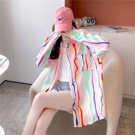 FA40440# 韩版衬衫女夏季新款薄款开衫防晒外套潮 服裝批發女裝批發服飾貨源