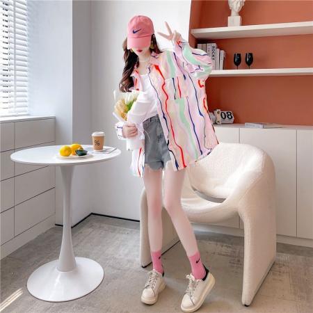 FA40440# 韩版衬衫女夏季新款薄款开衫防晒外套潮 服裝批發女裝批發服飾貨源