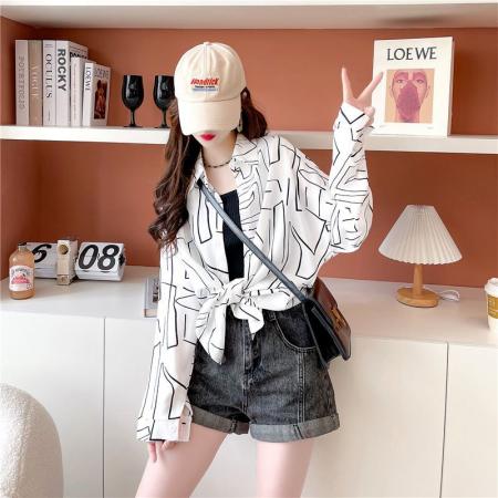 FA40441# 衬衫女夏季新款宽松防晒薄款开衫外套潮 服裝批發女裝批發服飾貨源