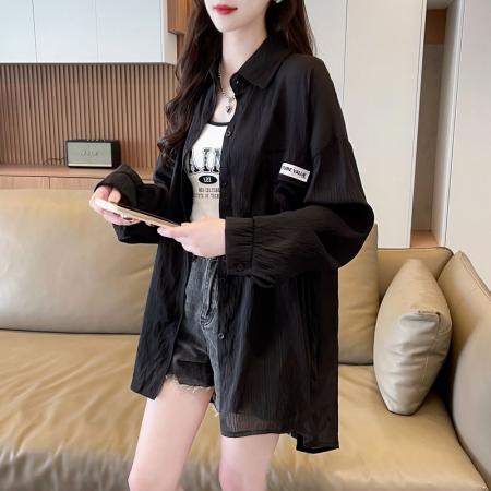 FA40445# 口袋防晒衣女衬衫大码胖mm上衣 服裝批發女裝批發服飾貨源
