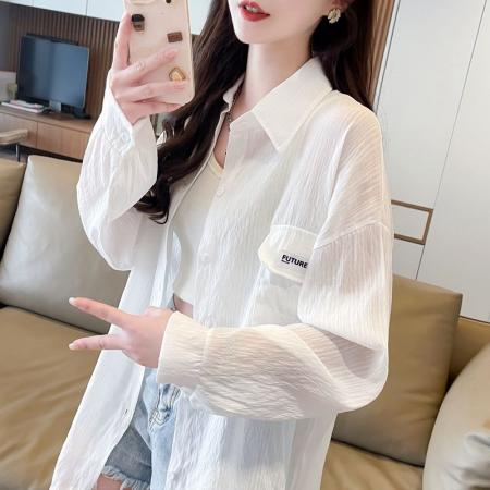FA40445# 口袋防晒衣女衬衫大码胖mm上衣 服裝批發女裝批發服飾貨源
