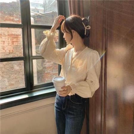 FA40457# 大码女装温柔风女装春秋季外穿新款法式设计感百搭洋气质长袖衬衫 服裝批發女裝批發服飾貨源