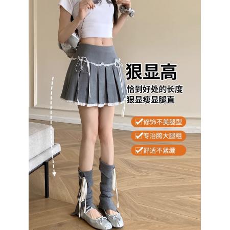 FA40479# 纯欲风蕾丝花边百褶短裙女夏季高腰辣妹蝴蝶结A字半身裙 服裝批發女裝批發服飾貨源