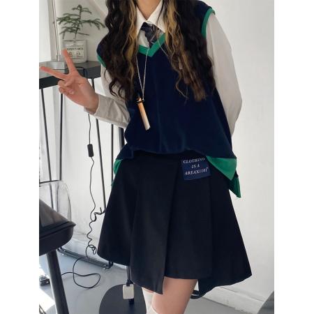FA40480# 灰色不规则百褶裙女夏季新款设计感高腰显瘦JK裙子百搭半身裙 服裝批發女裝批發服飾貨源