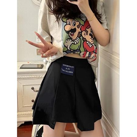 FA40480# 灰色不规则百褶裙女夏季新款设计感高腰显瘦JK裙子百搭半身裙 服裝批發女裝批發服飾貨源