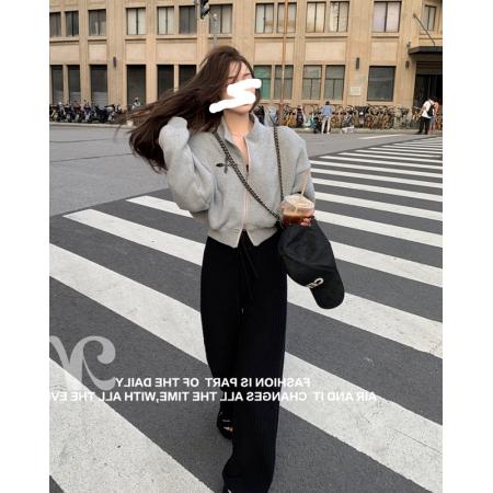 FA40503# 复合华棉双拉链长袖外套上衣 服裝批發女裝批發服飾貨源