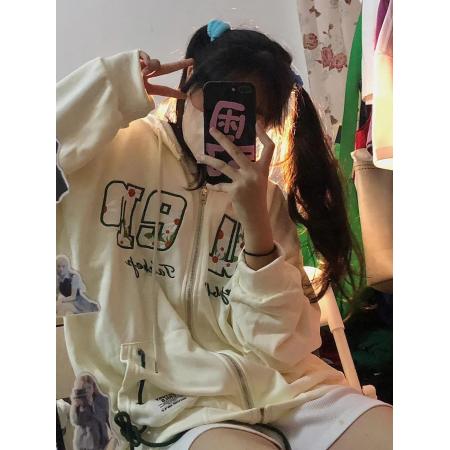 FA40511# 大鱼鳞2双层帽 开衫卫衣早秋新款潮牌百搭外套 服裝批發女裝批發服飾貨源