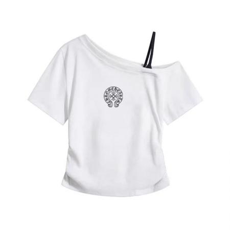 FA40538# 小众斜肩短袖上衣女夏新款甜美修身吊带拼接体恤潮 服裝批發女裝批發服飾貨源