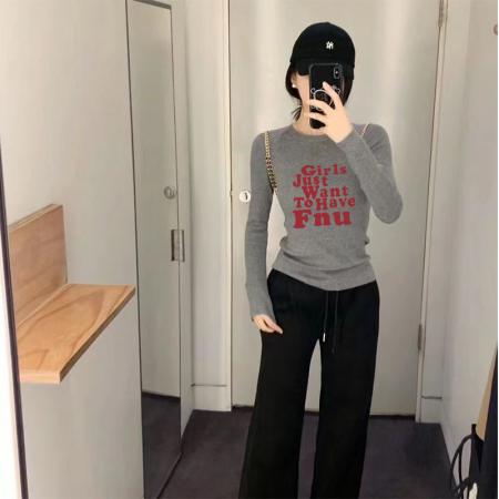FA40540# 薄款长袖T恤韩版百搭内搭小个子打底衫上衣潮流百搭 服裝批發女裝批發服飾貨源
