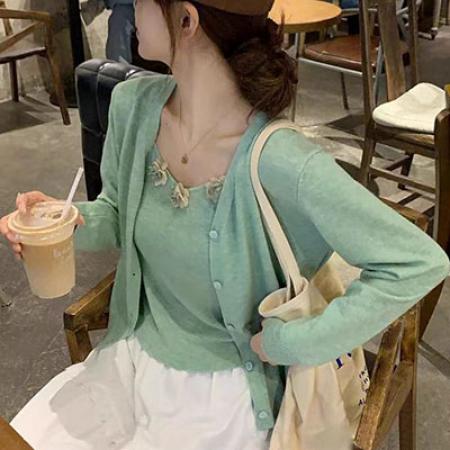 FA40548# 韩版高级感圆领春秋季吊带慵懒风两件套毛衣上衣女潮 服裝批發女裝批發服飾貨源