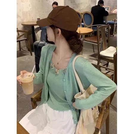 FA40548# 韩版高级感圆领春秋季吊带慵懒风两件套毛衣上衣女潮 服裝批發女裝批發服飾貨源