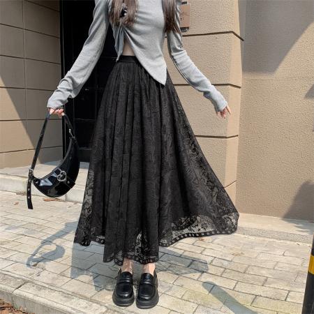 FA40610# 模特仙女风蕾丝半身裙叠穿内搭半身裙淑女A字裙蕾丝裙 服裝批發女裝批發服飾貨源