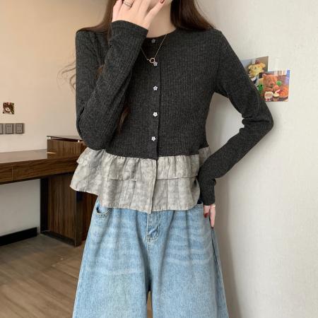 FA40661# 大码秋季新款设计感复古撞色气质长袖衬衣打底上衣 服裝批發女裝批發服飾貨源