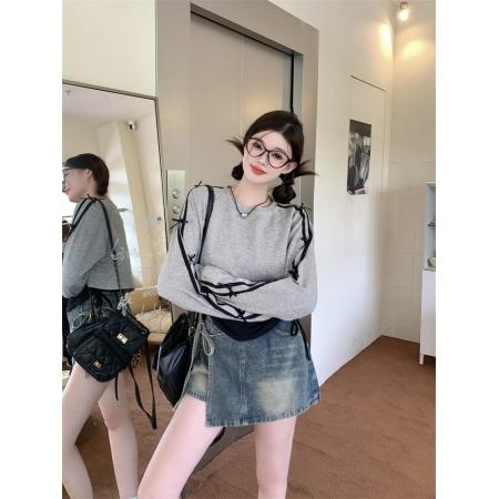 FA40703# 秋季上新时尚百搭背心休闲韩版修身设计感显瘦卫衣 服裝批發女裝批發服飾貨源