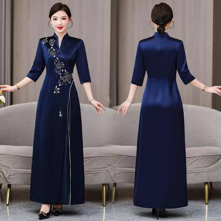 FA40724# 新款气质婚宴礼服秋季高级旗袍喜高贵日常可穿连衣裙 服裝批發女裝批發服飾貨源