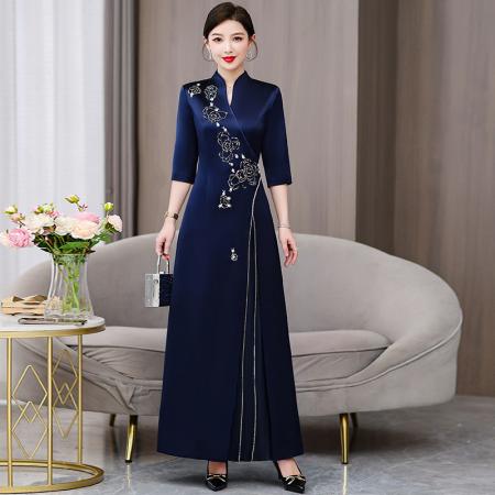 FA40724# 新款气质婚宴礼服秋季高级旗袍喜高贵日常可穿连衣裙 服裝批發女裝批發服飾貨源