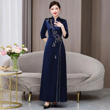 FA40724# 新款气质婚宴礼服秋季高级旗袍喜高贵日常可穿连衣裙 服裝批發女裝批發服飾貨源