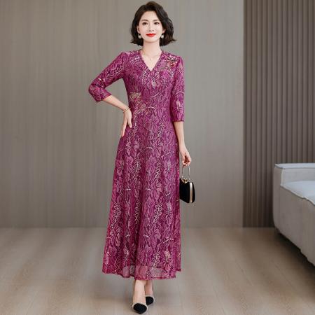 FA40728# 婚宴礼服高贵年轻玫红色秋装新款喜喜服结婚连衣裙 服裝批發女裝批發服飾貨源