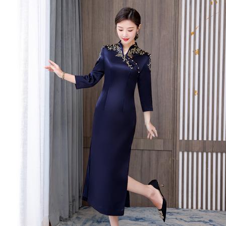 FA40731# 旗袍高端喜婚宴装高档大气结婚母亲婚礼礼服春季款 服裝批發女裝批發服飾貨源