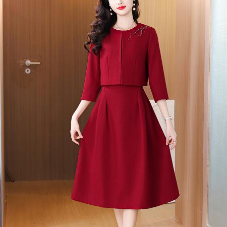 FA40739# 喜婚宴装红色高级感两件套婚宴礼服轻奢 服裝批發女裝批發服飾貨源