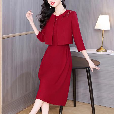 FA40739# 喜婚宴装红色高级感两件套婚宴礼服轻奢 服裝批發女裝批發服飾貨源