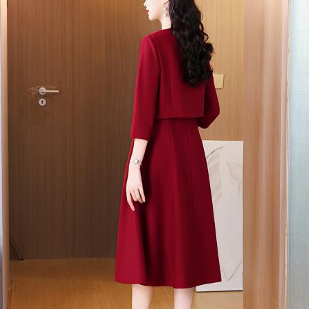 FA40739# 喜婚宴装红色高级感两件套婚宴礼服轻奢 服裝批發女裝批發服飾貨源