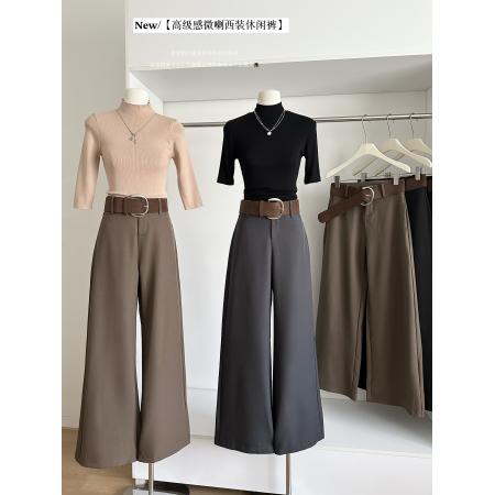 FA40793# 高级感西装裤女春秋季新款高腰显瘦休闲垂感直筒拖地阔腿裤子 服裝批發女裝批發服飾貨源
